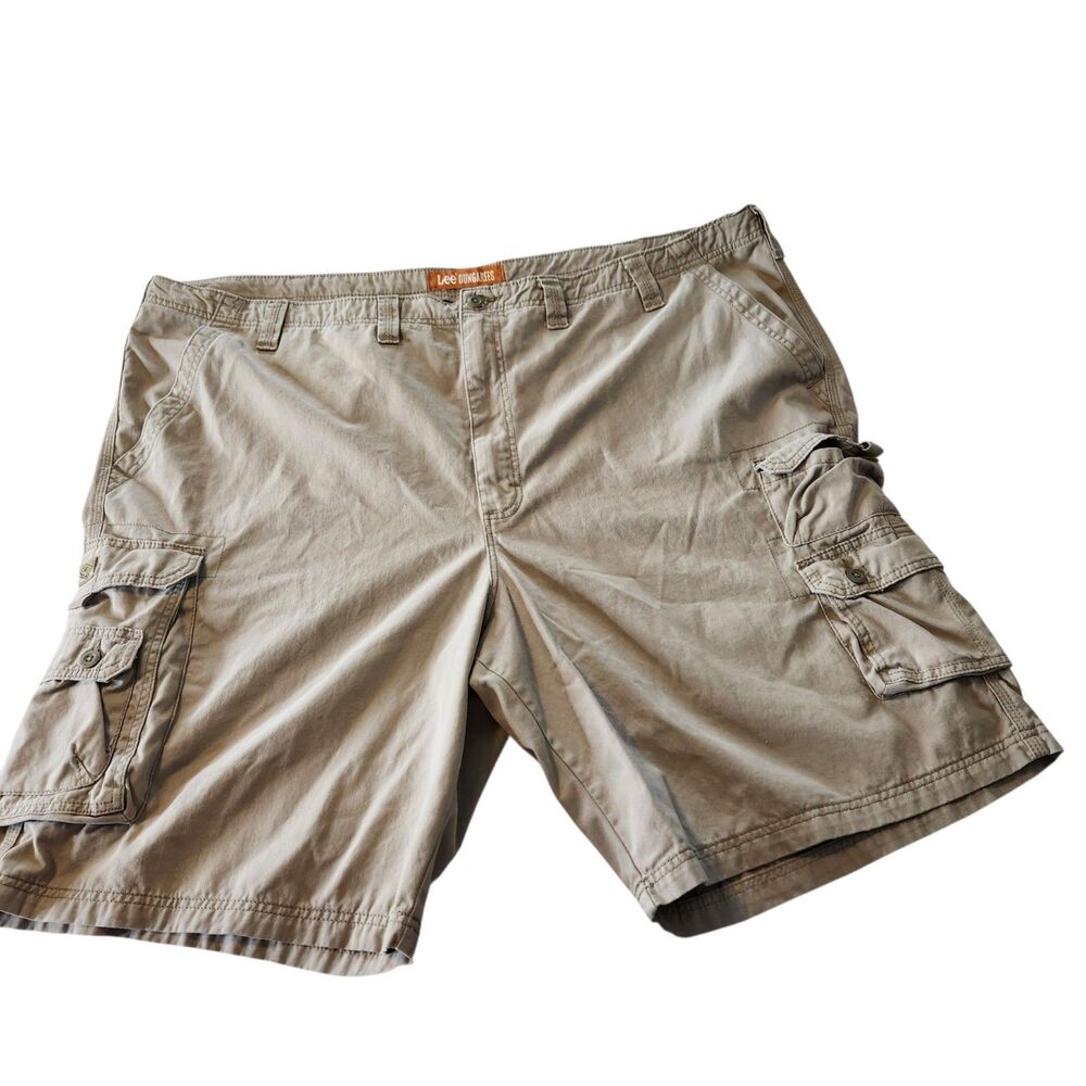Lee Dungarees Mens Khaki Cargo Shorts Cotton Multi Pocket Size 52 Outdoor Hiking